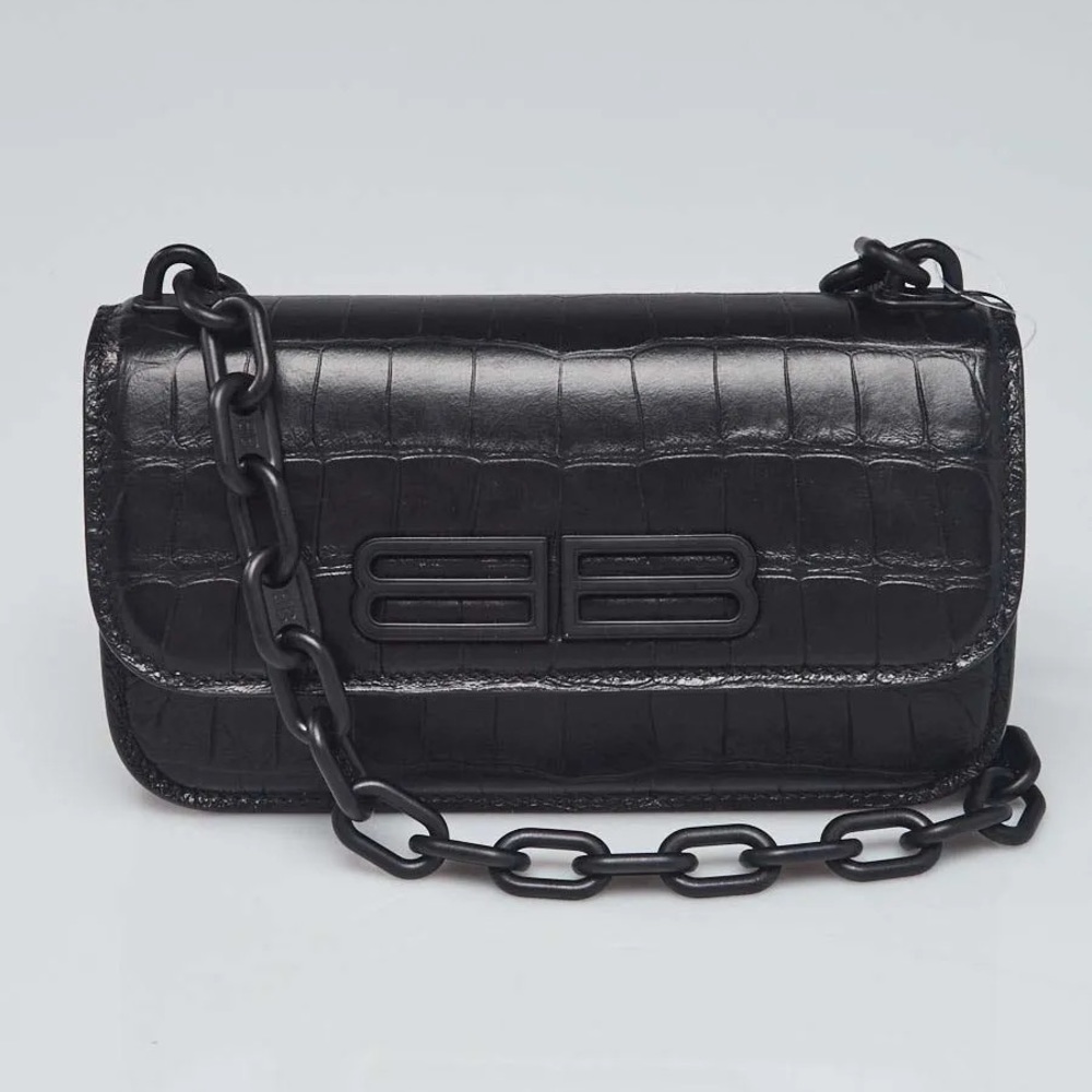 BALENCIAGA BLACK CALFSKIN LEATHER GOSSIP CROSSBODY BAG NWT SEE DESCRIPTION